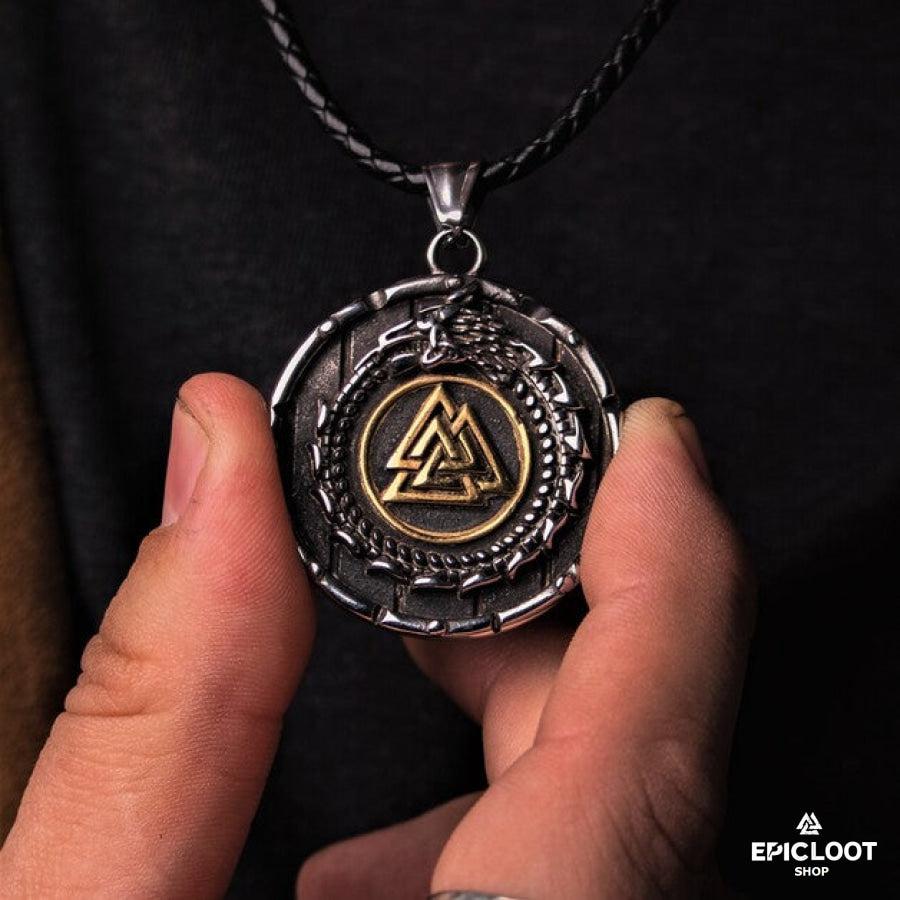 Jormungandr Surrounds Valknut Pendant
