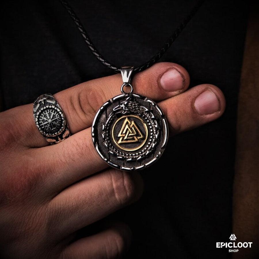 Jormungandr Surrounds Valknut Pendant