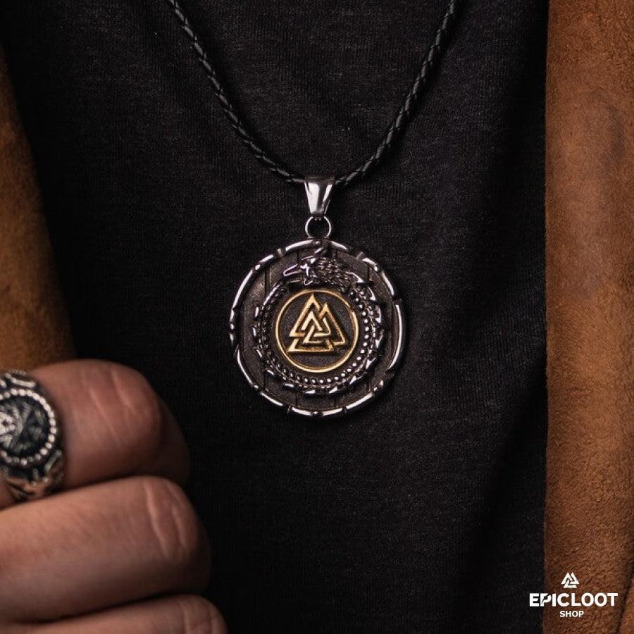 Jormungandr Surrounds Valknut Pendant