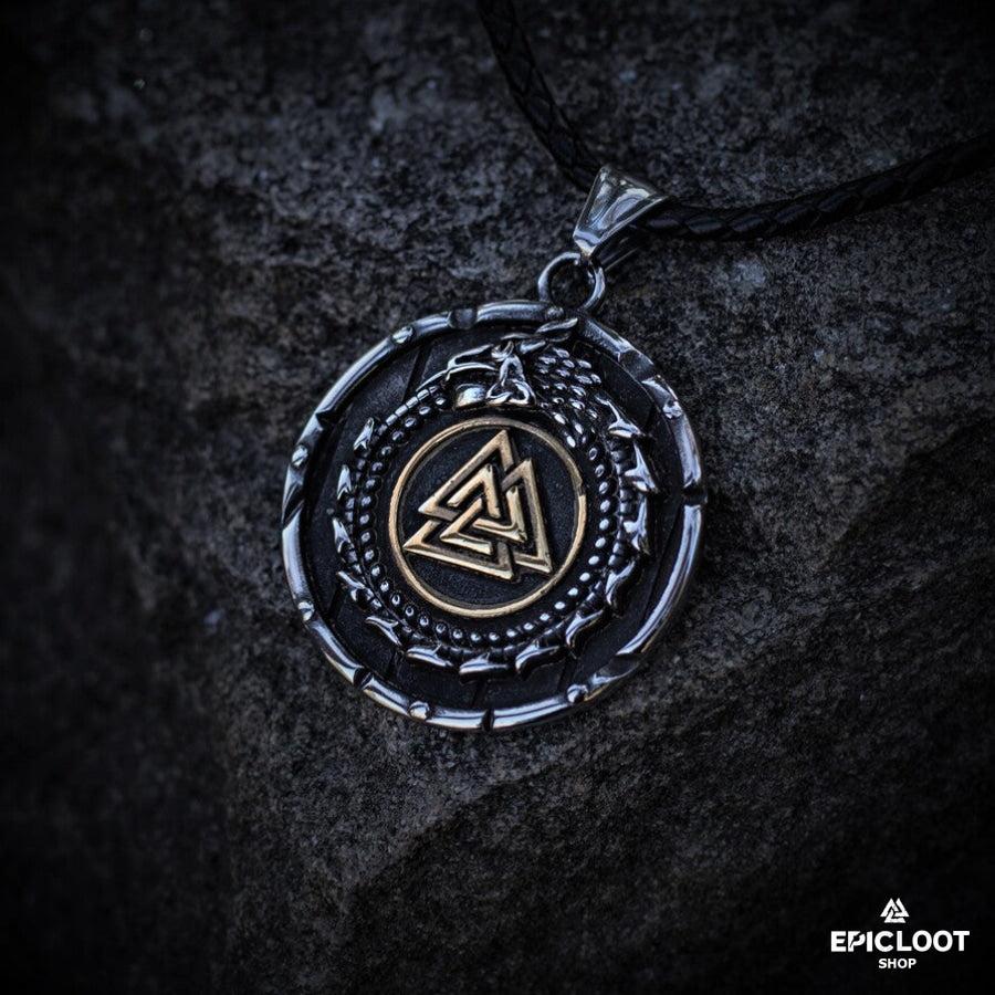 Jormungandr Surrounds Valknut Pendant