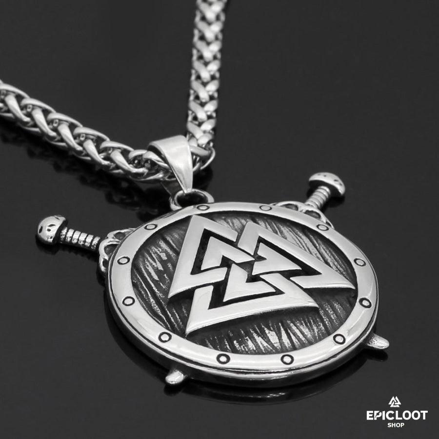 Nordic Viking Shield Valknut Symbol Necklace