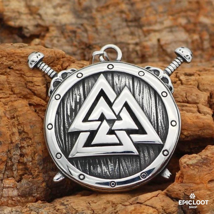 Nordic Viking Shield Valknut Symbol Necklace