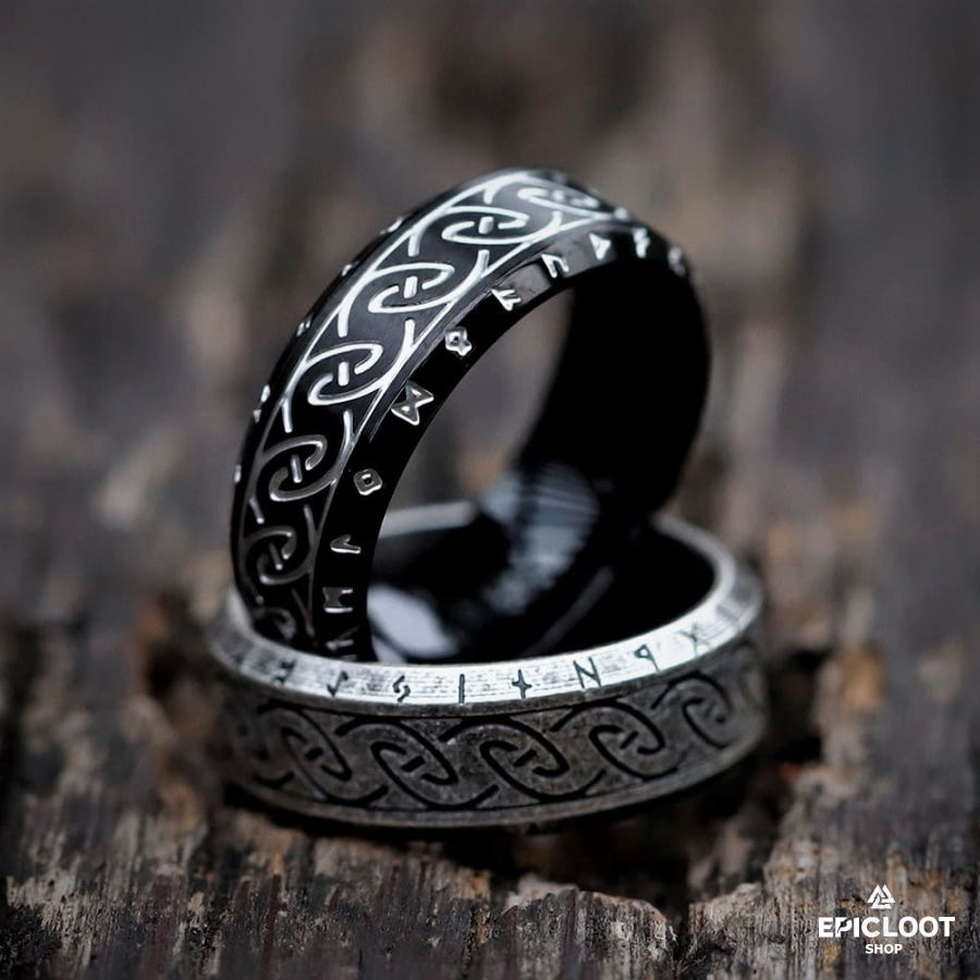 Norse Carving Viking Runes Ring