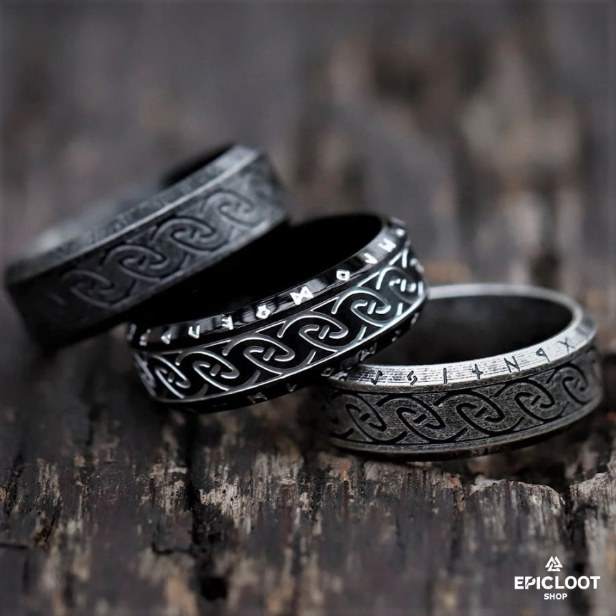 Norse Carving Viking Runes Ring