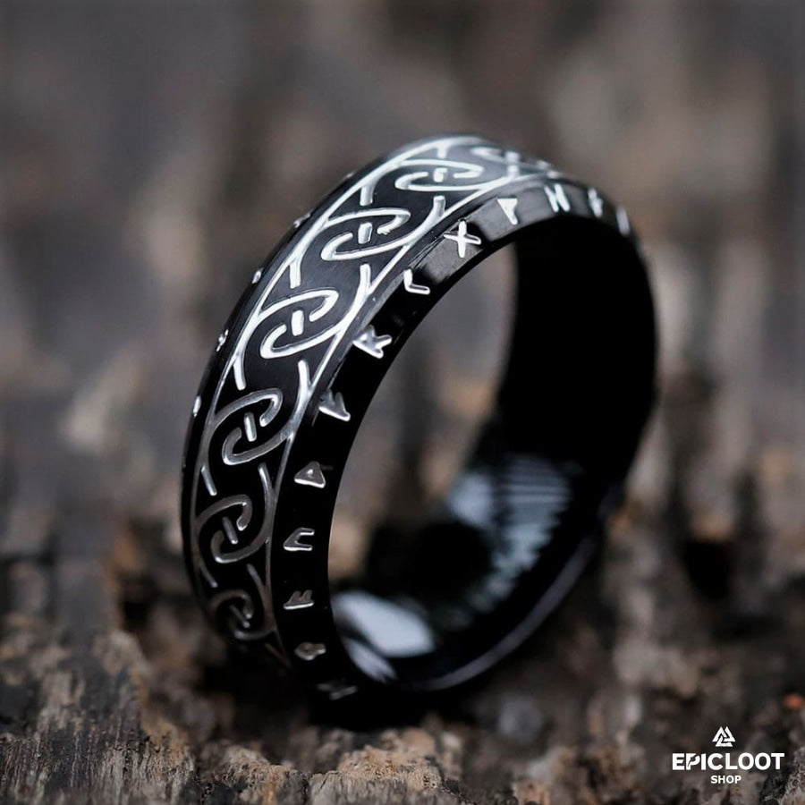 Norse Carving Viking Runes Ring