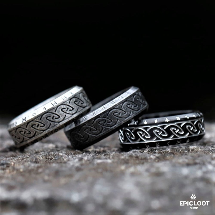 Norse Carving Viking Runes Ring