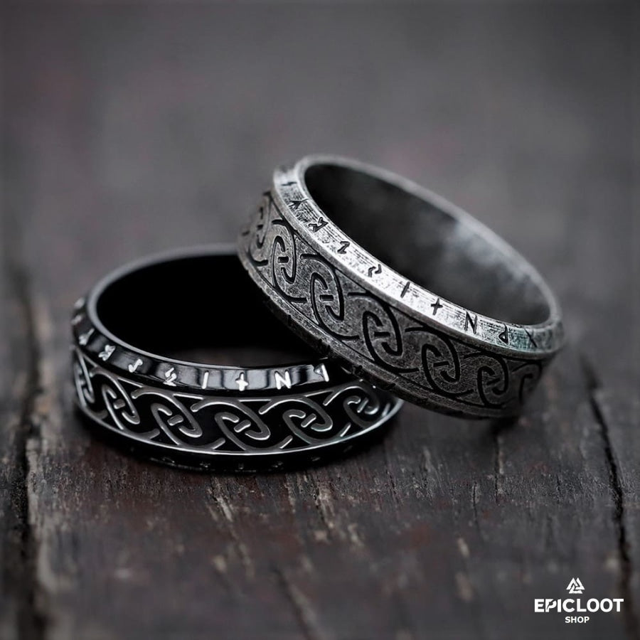 Norse Carving Viking Runes Ring