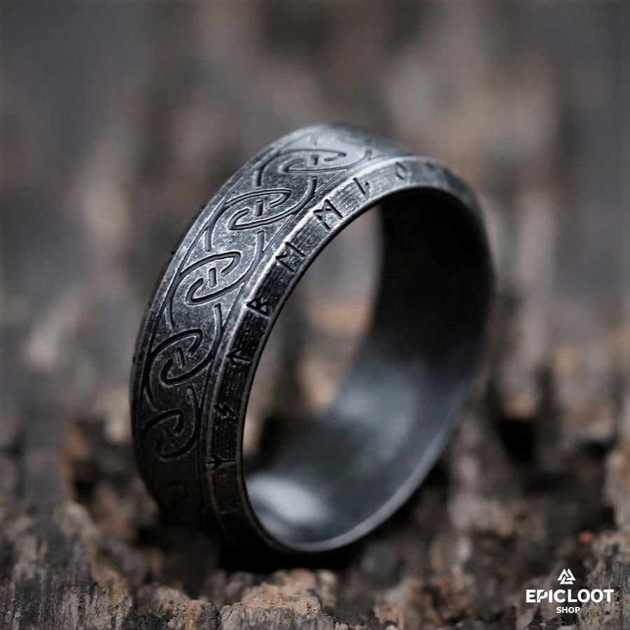 Norse Carving Viking Runes Ring
