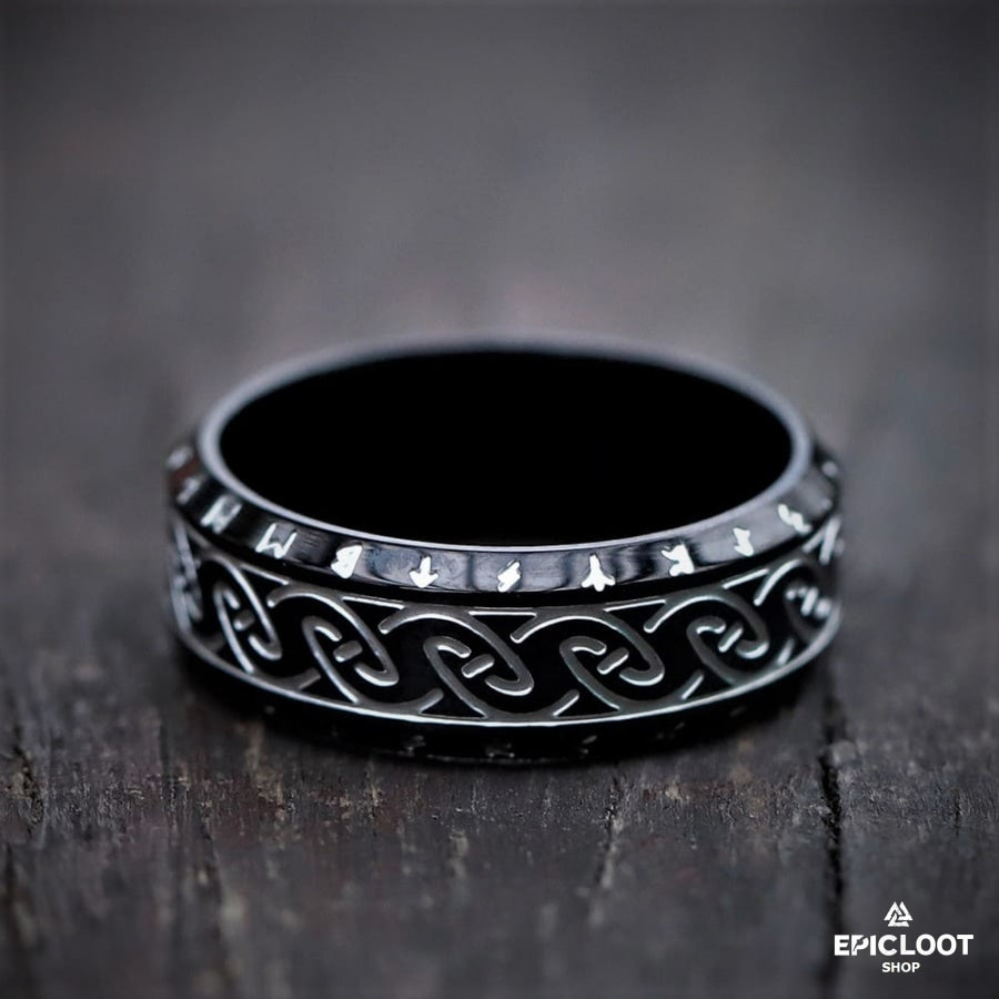 Norse Carving Viking Runes Ring