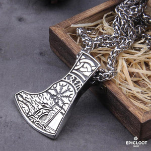 Collana con Ascia del Guerriero Vichingo, Intagli Norreni