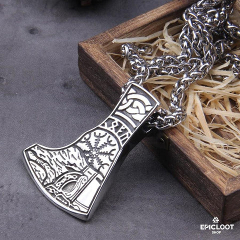 Norse Carvings Viking Warrior Axe Necklace