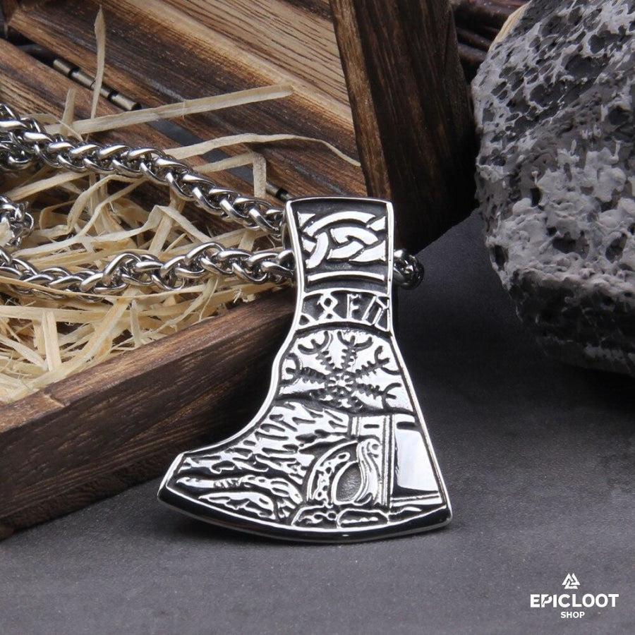 Norse Carvings Viking Warrior Axe Necklace