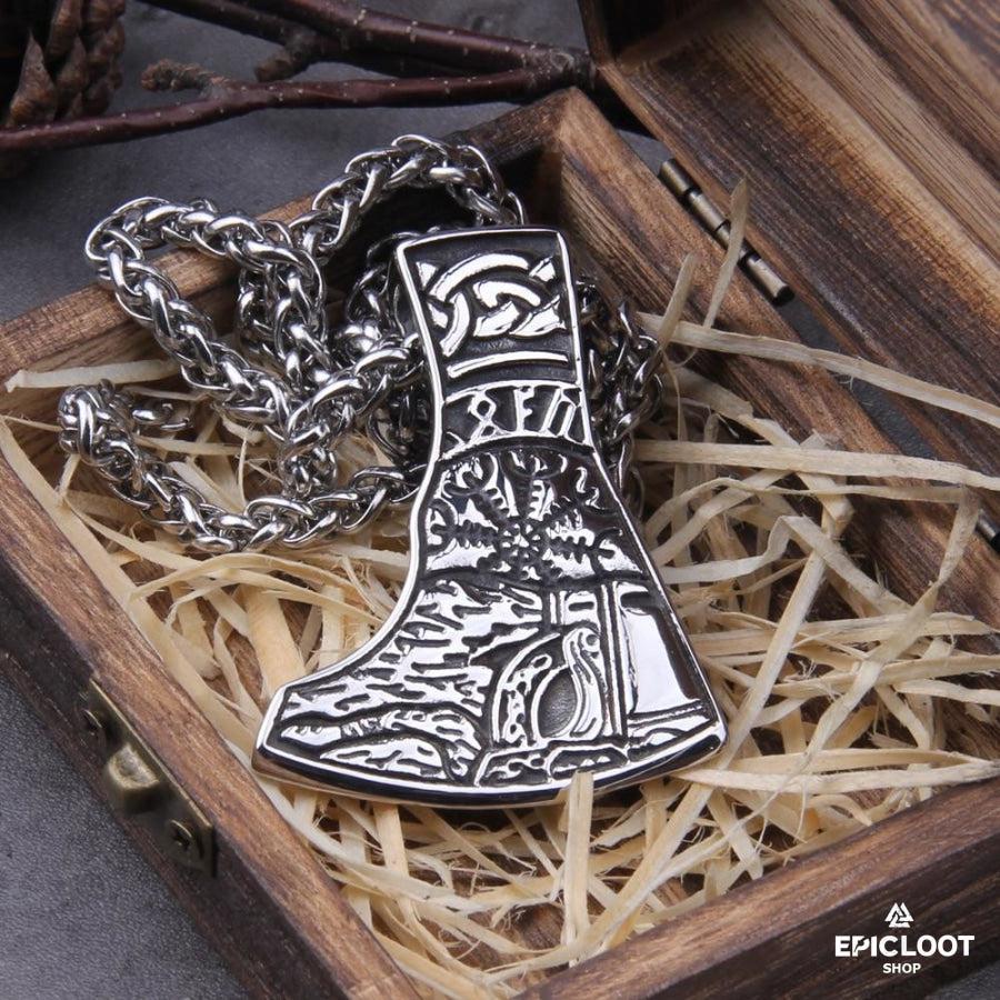 Norse Carvings Viking Warrior Axe Necklace