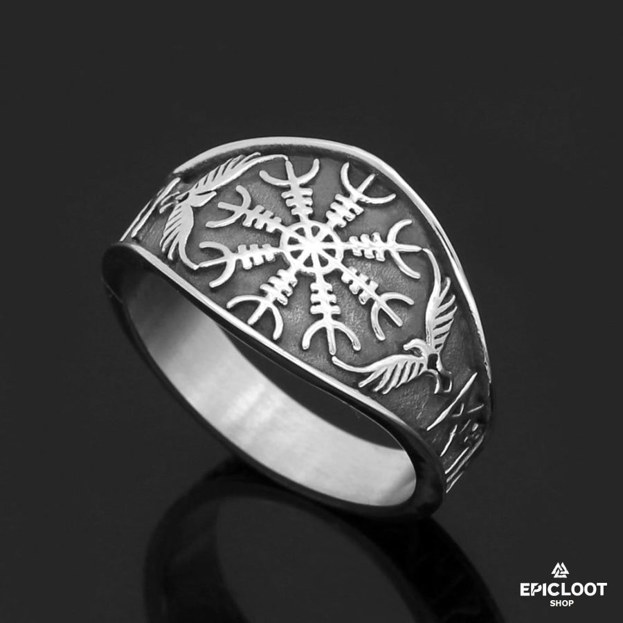 Odin's Ravens Helm of Awe Ring