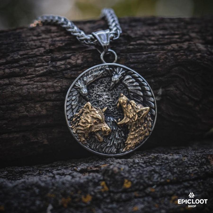 Odin's Wolves & Ravens Pendant