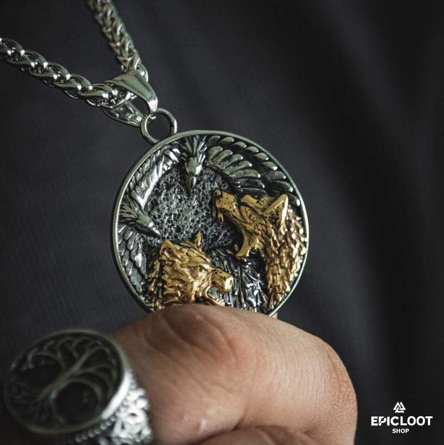 Odin's Wolves & Ravens Pendant