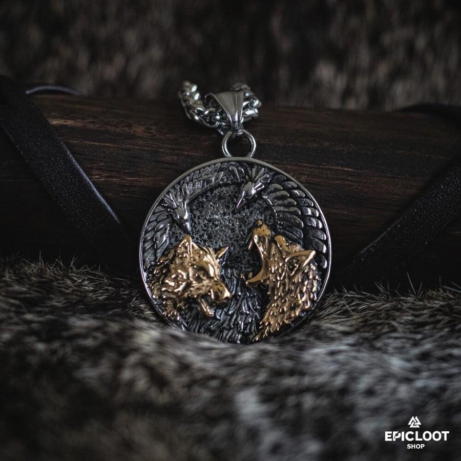 Odin's Wolves & Ravens Pendant