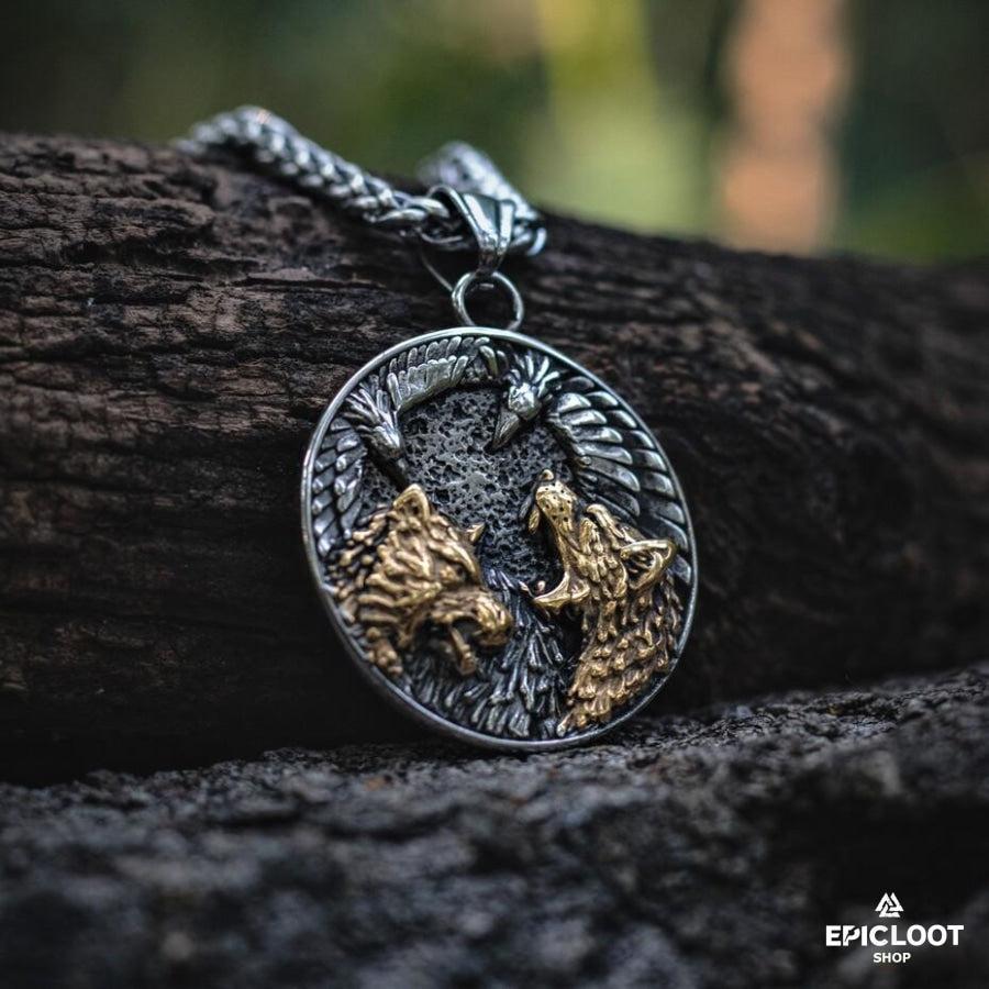 Odin's Wolves & Ravens Pendant