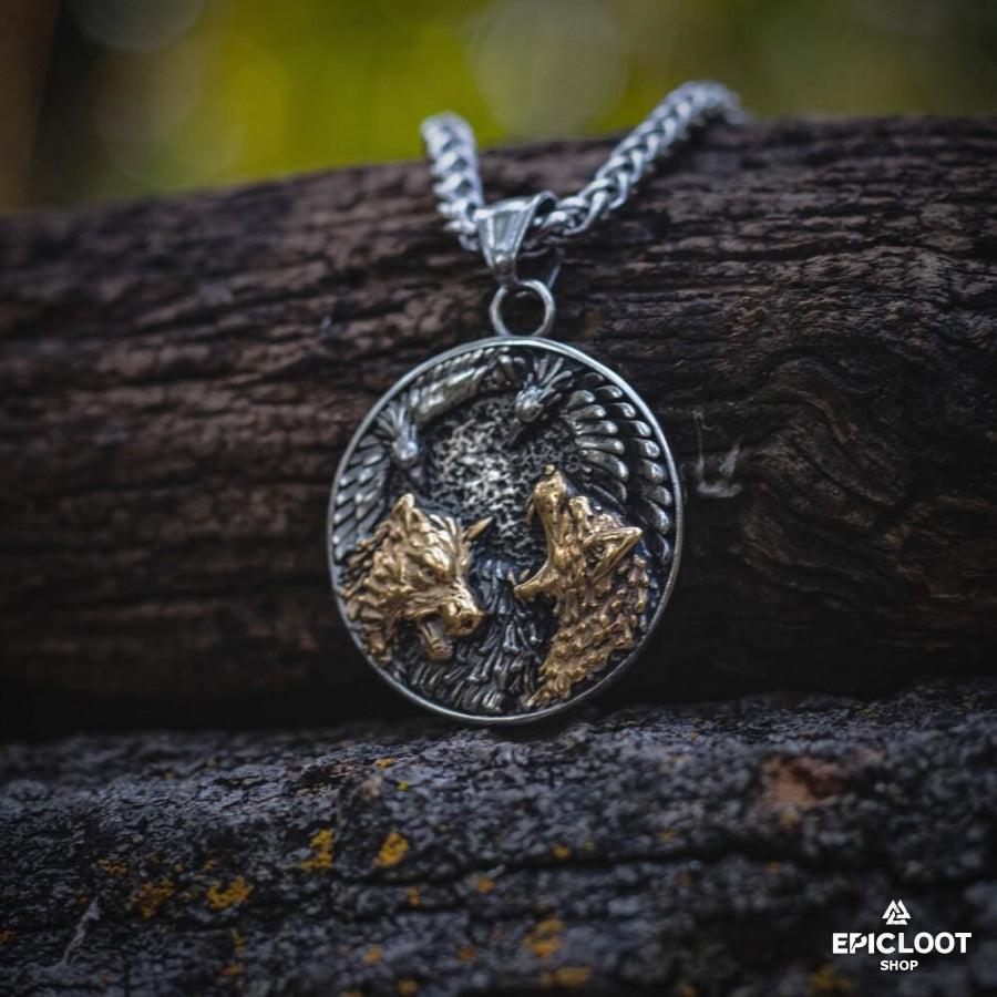 Odin's Wolves & Ravens Pendant