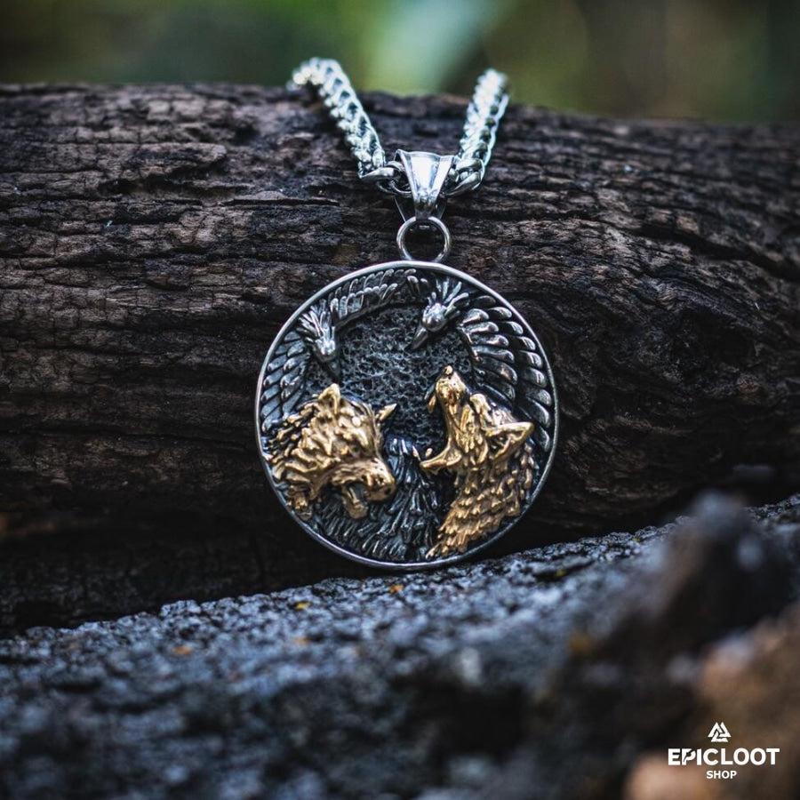 Odin's Wolves & Ravens Pendant