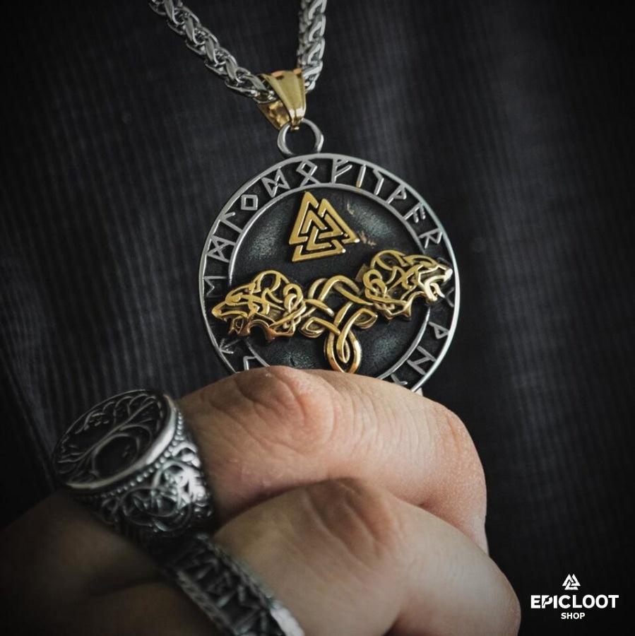 Odin's wolves Runic Necklace