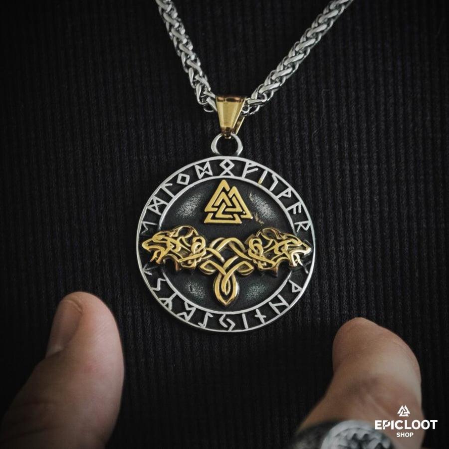 Odin's wolves Runic Necklace