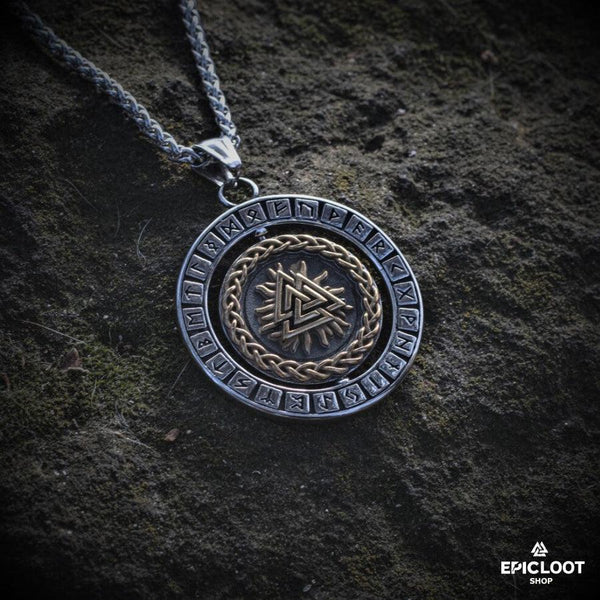 Rotating Pendant Vegvisir and Valknut Symbols