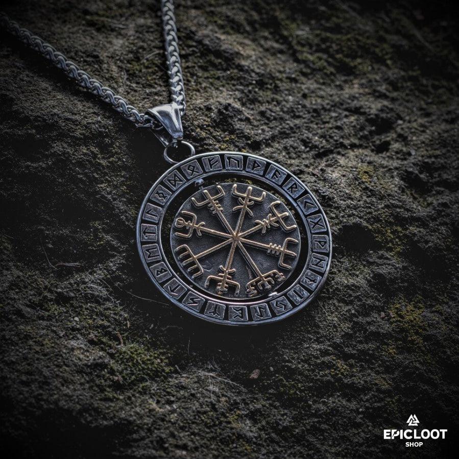 Rotating Pendant Vegvisir and Valknut Symbols