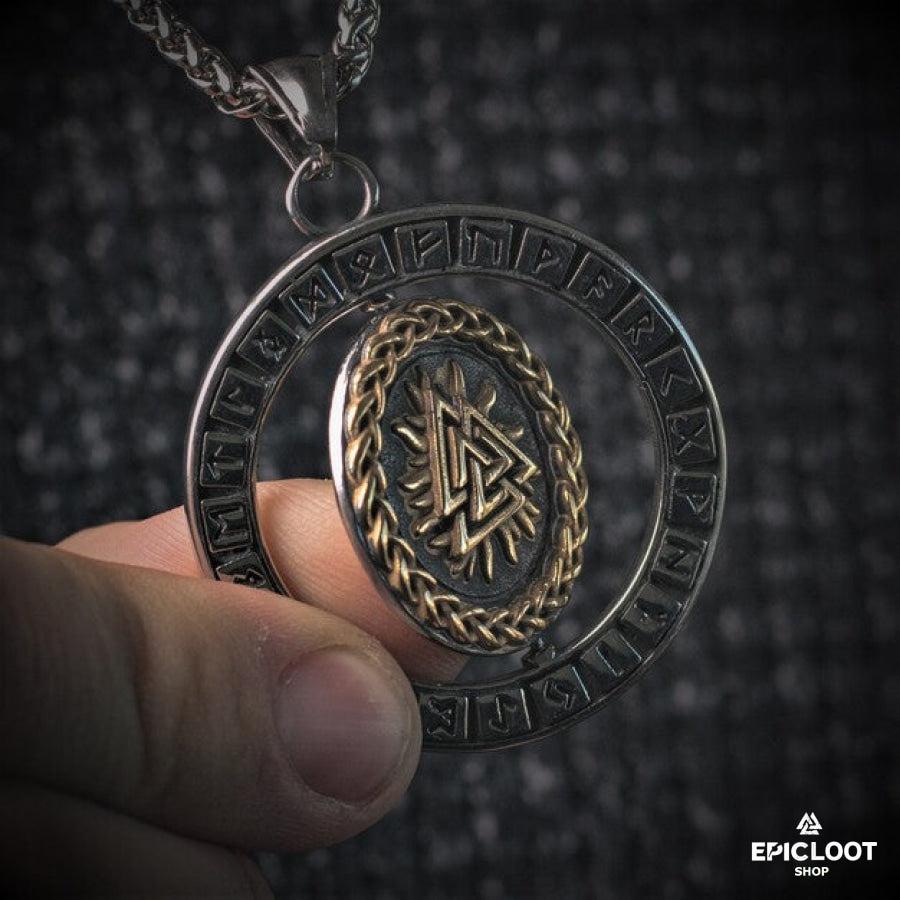 Rotating Pendant Vegvisir and Valknut Symbols