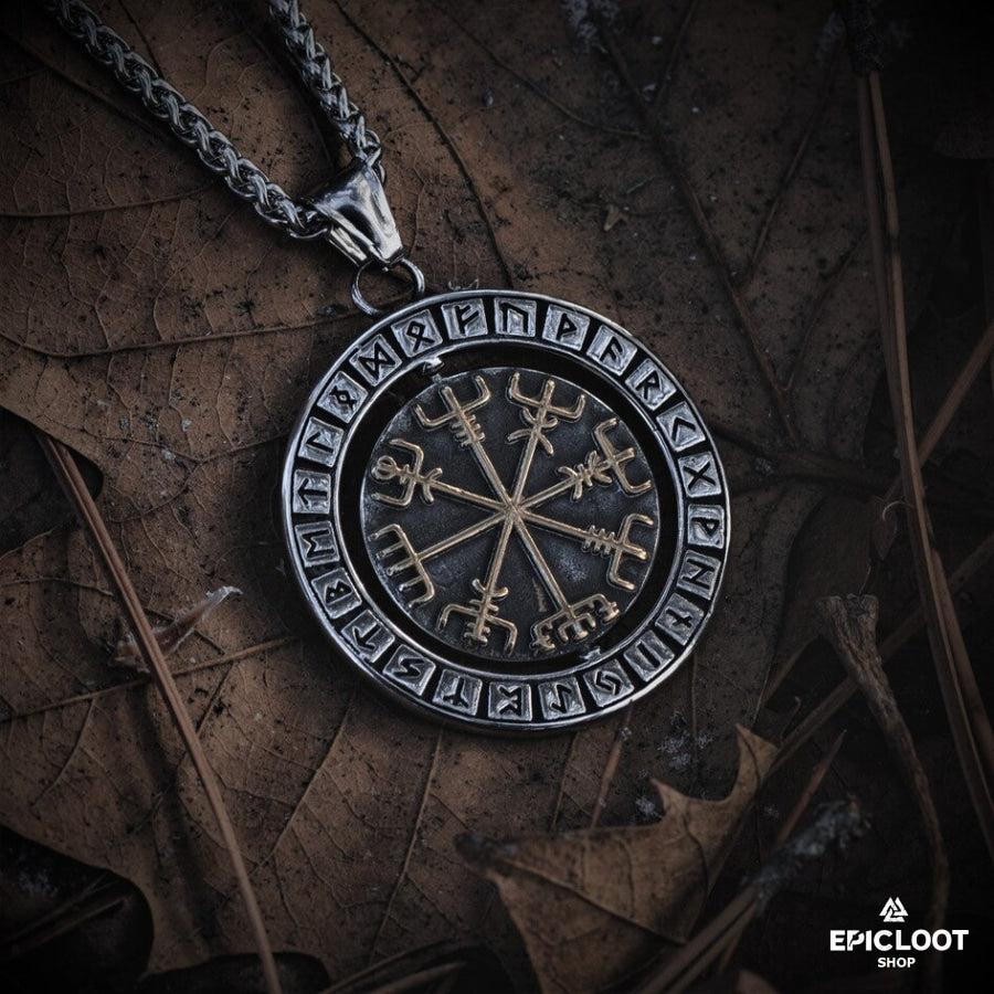 Rotating Pendant Vegvisir and Valknut Symbols