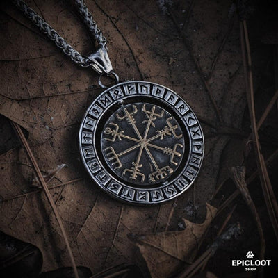 Rotating Pendant Vegvisir and Valknut Symbols