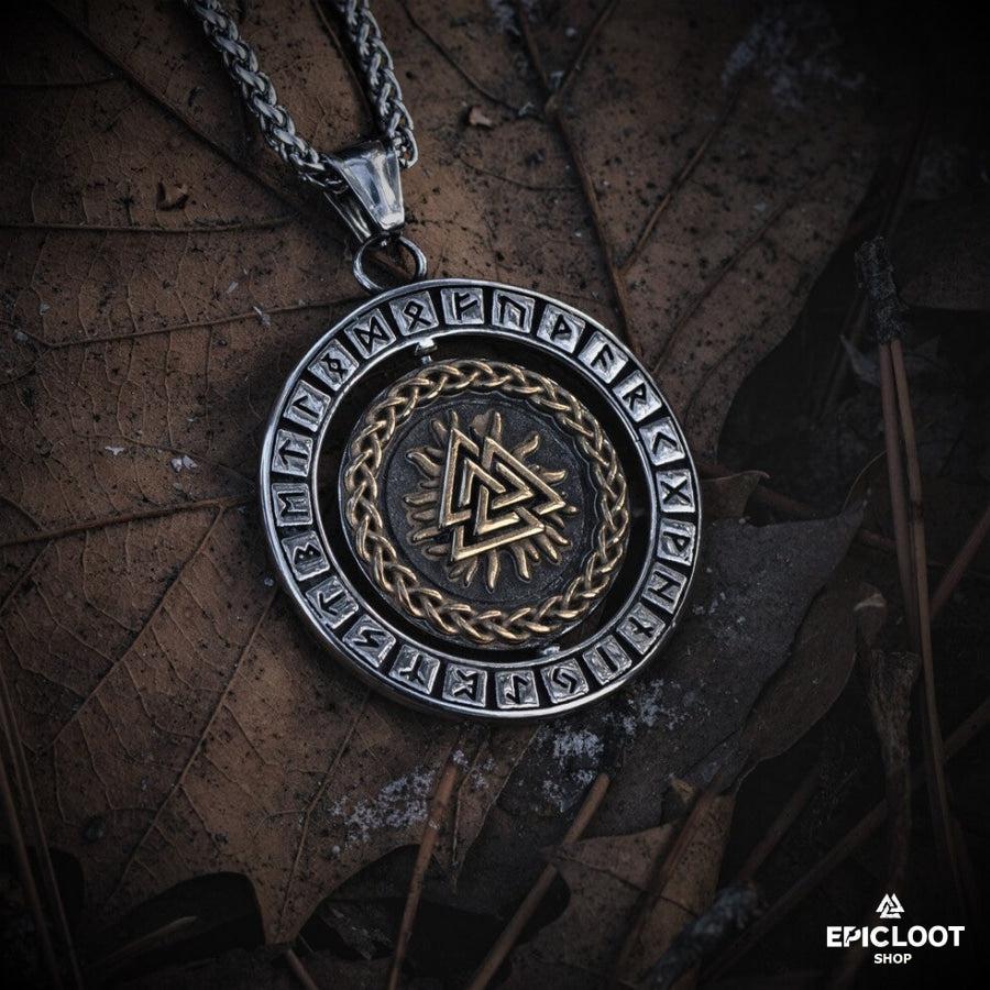 Rotating Pendant Vegvisir and Valknut Symbols