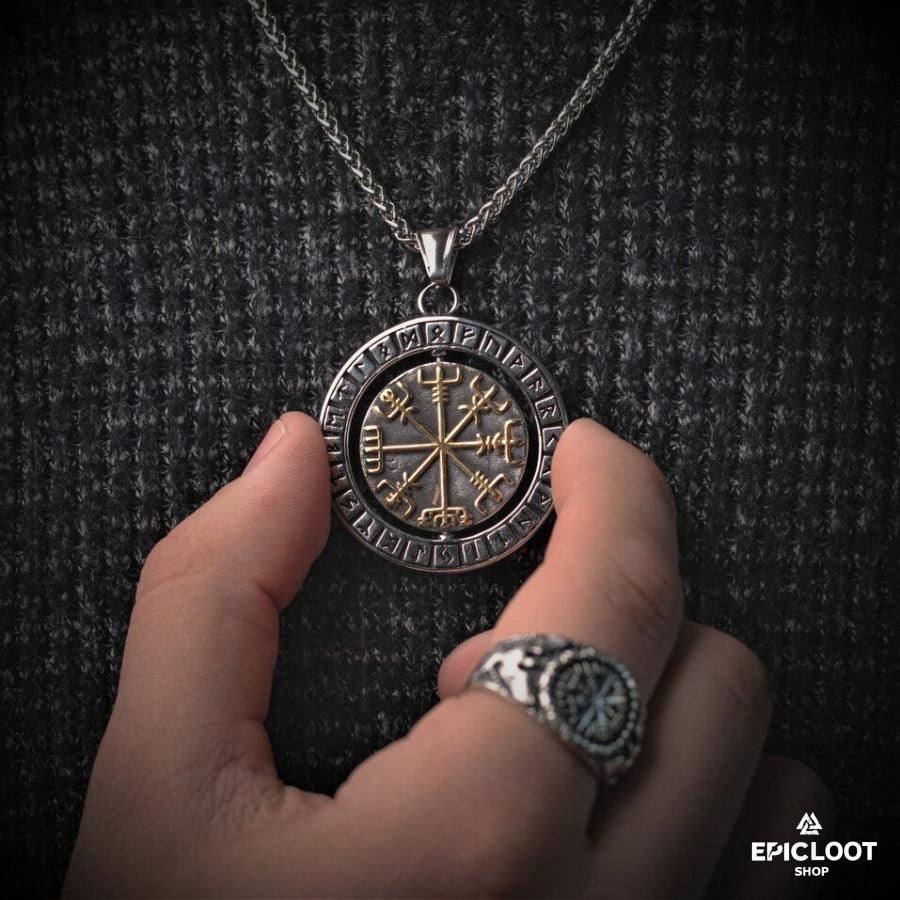Rotating Pendant Vegvisir and Valknut Symbols