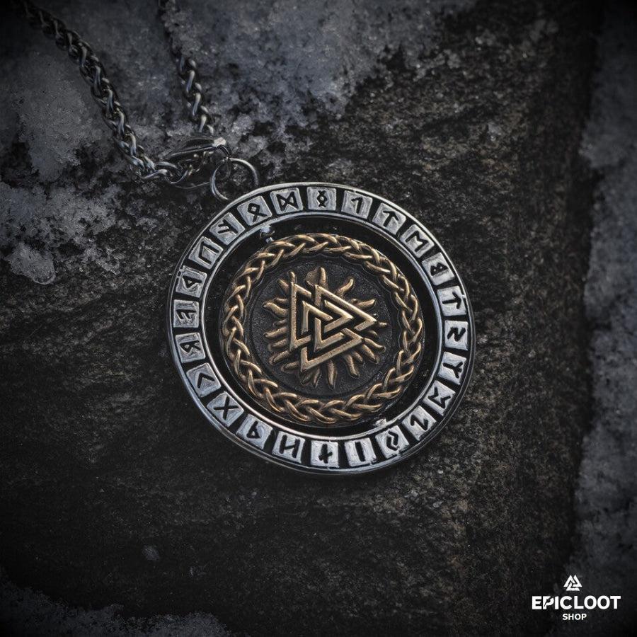 Rotating Pendant Vegvisir and Valknut Symbols