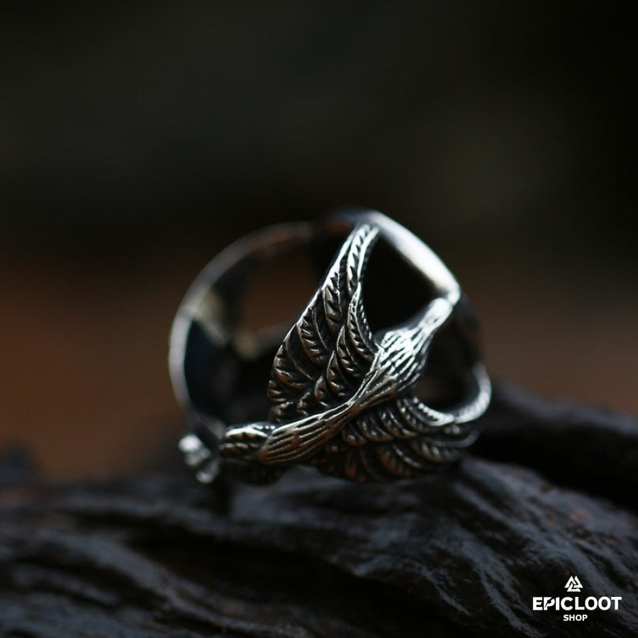 Runic Vegvisir Compass Ravens Ring