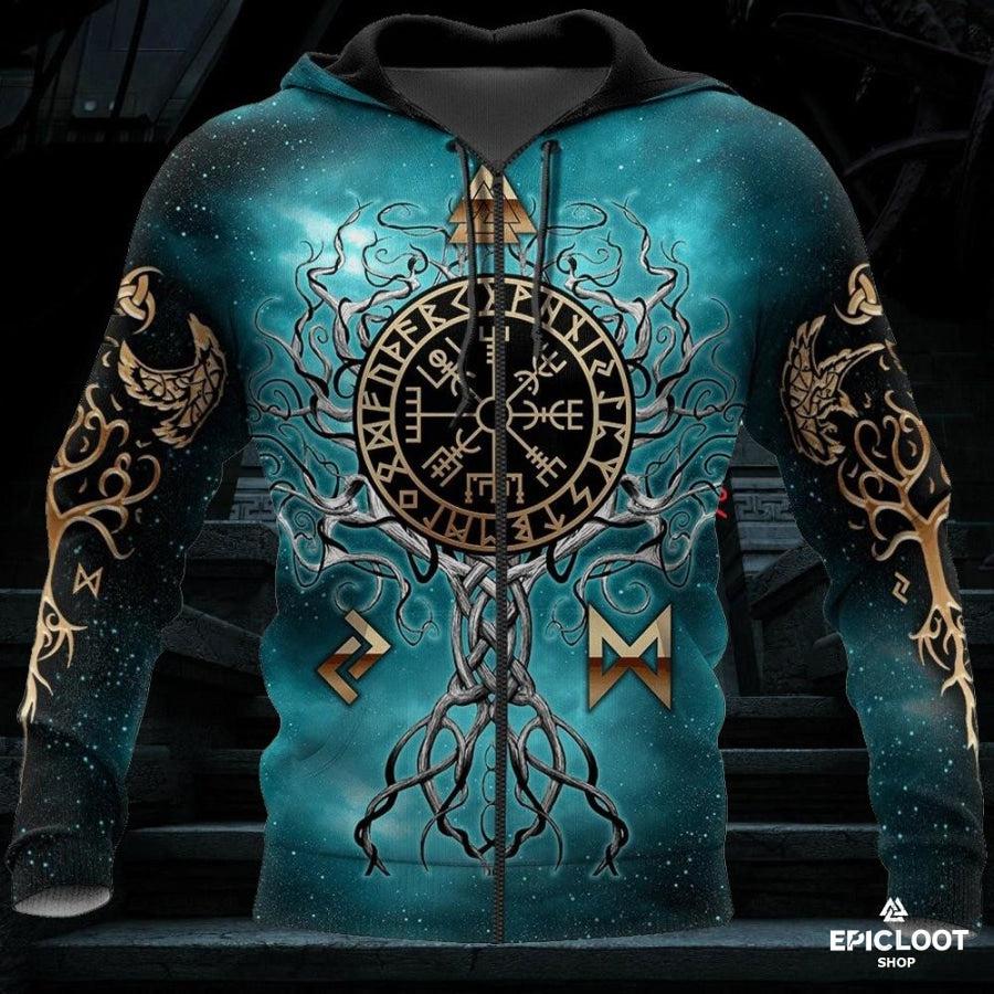 Runic Yggdrasil Vegvisir Hoodie