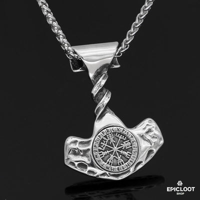 Thor hammer Vegvisir Mjolnir Necklace