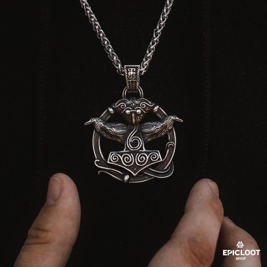 Thors Hammer and Ravens Pendant