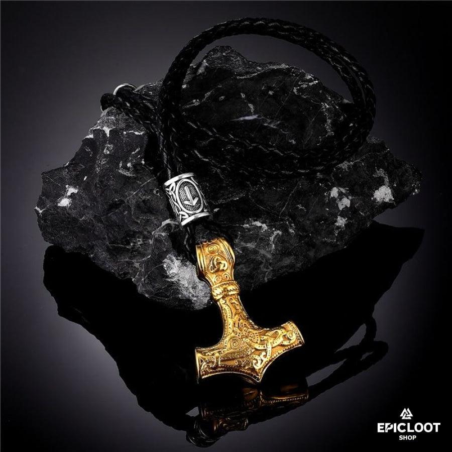 Thor's Hammer Mjolnir with Rune Bead