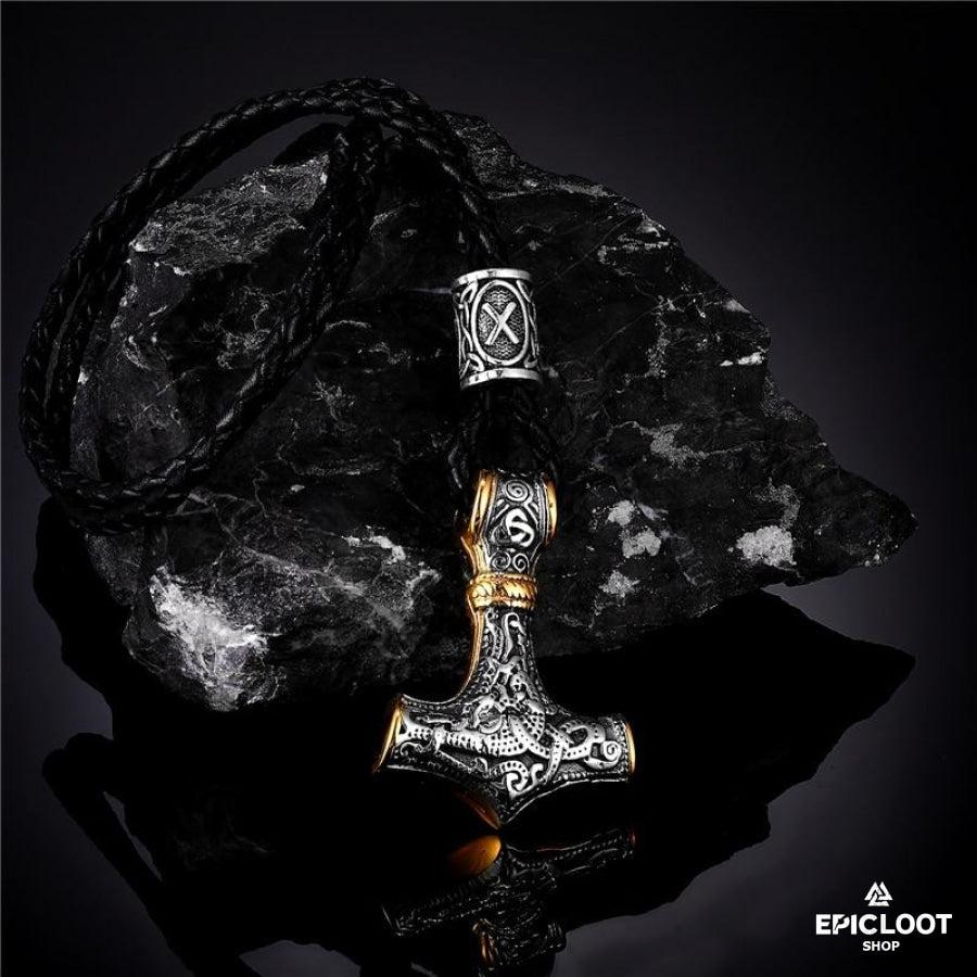 Thor's Hammer Mjolnir with Rune Bead