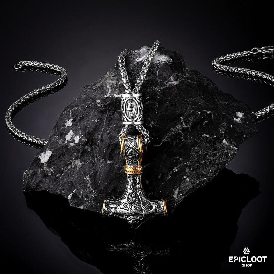 Thor's Hammer Mjolnir with Rune Bead