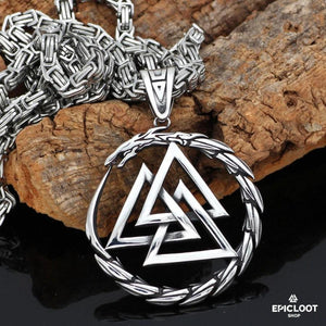 Halskette Mit Valknut Und Umlaufendem Drachen
