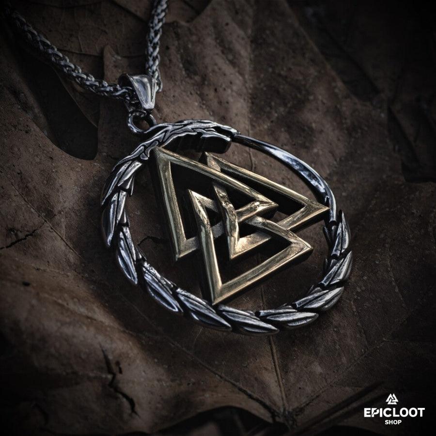 Valknut surrounded by Jormungandr Necklace