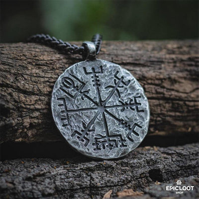 Vegvisir and Aegishjalmur Symbols 2 Side Necklace