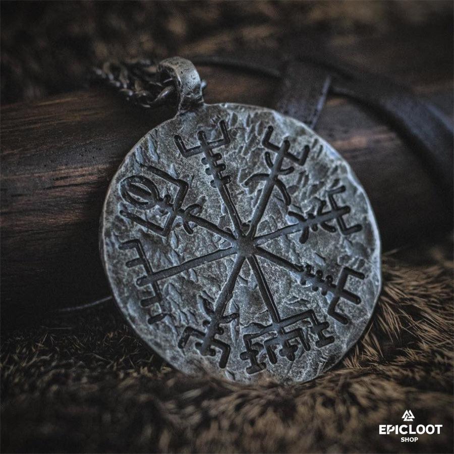 Vegvisir and Aegishjalmur Symbols 2 Side Necklace