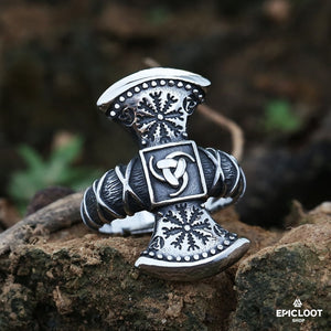 Anello Ascia Vichinga con Simboli Nordici