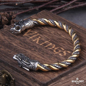 Wikinger-Drachenarmband - Gold-Silber