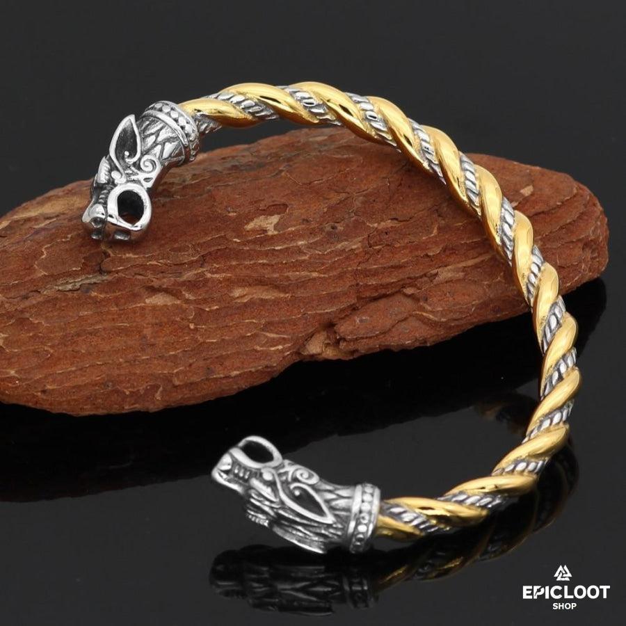 Viking Dragon Bracelet - Gold Silver
