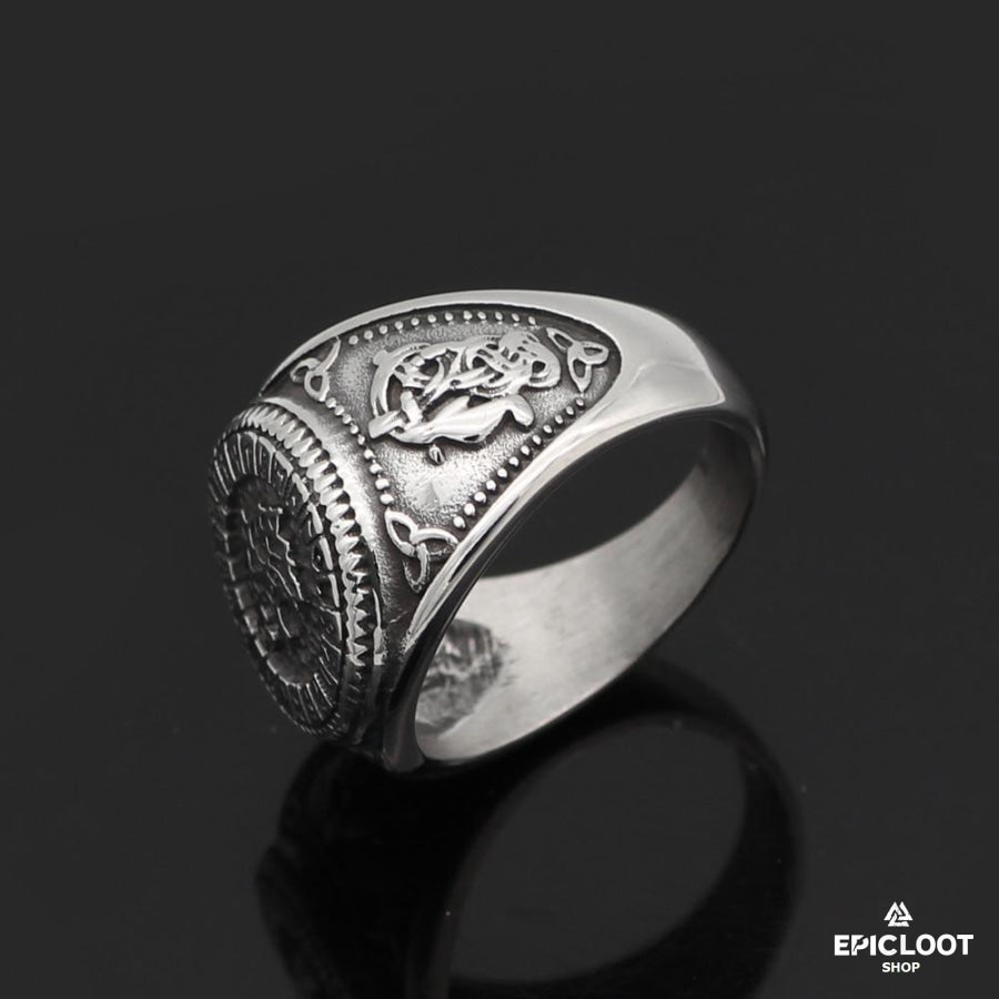 Viking Fenrir wolf rune Ring