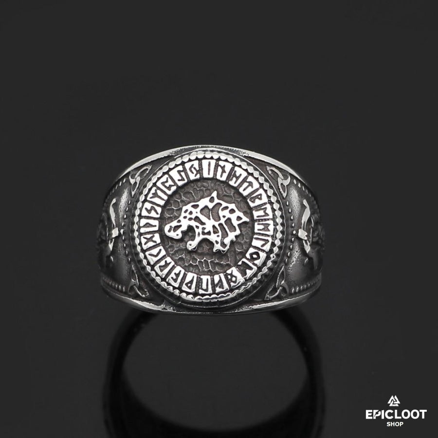 Viking Fenrir wolf rune Ring